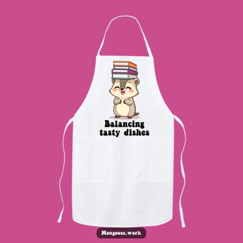 Funny Kawaii Mongoose Apron, Juggling Files, Kitchen Organization & Gift