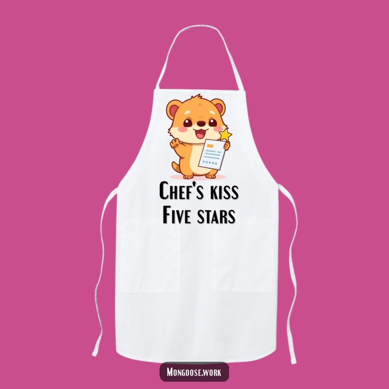 Funny Kawaii Mongoose Star Rating Apron: Cook with Critical Acclaim!