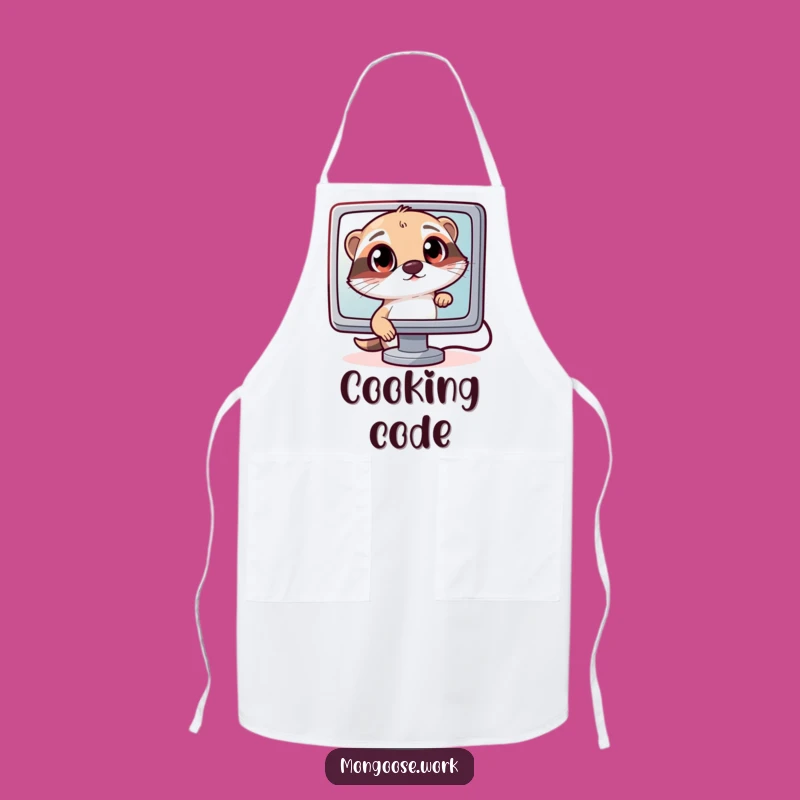 Funny Curious Mongoose Apron: Kitchen Tech Whiz Wear for Culinary Adventures