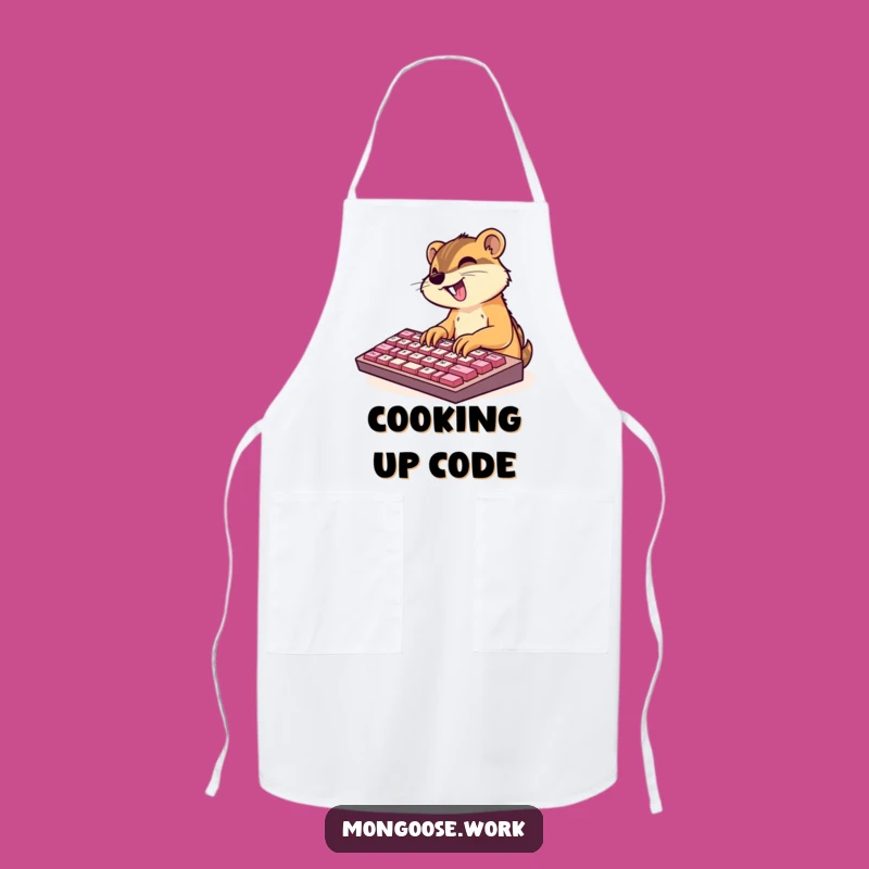 Funny Kitchen Mongoose Apron: Excited Typing, Practical Funny Gift