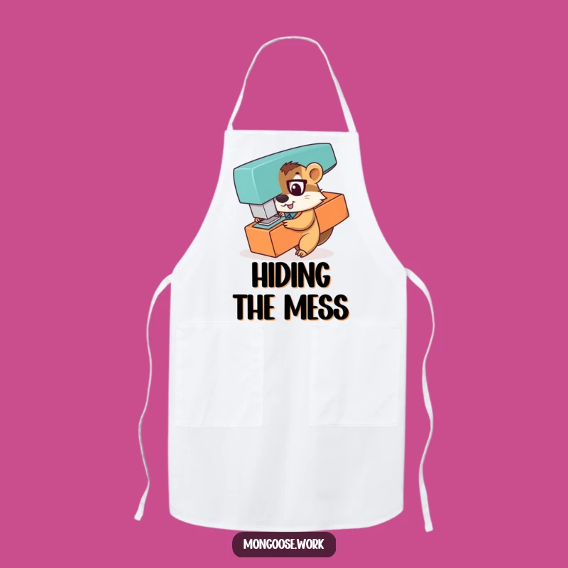 Funny Mongoose Office Worker Apron: Playful Kitchen Hide & Seek