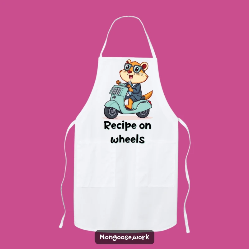 Funny Mongoose Scooter Apron: Cook with Playful Office Spirit