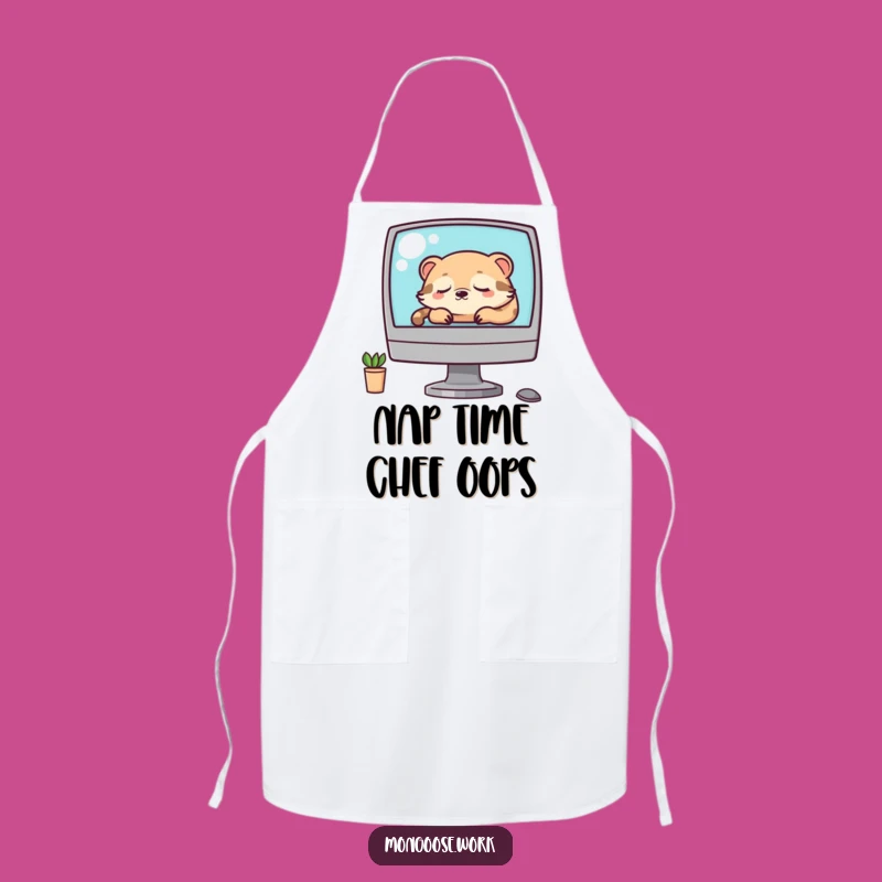 Funny Kawaii Mongoose Napping Apron: Cook Up Some Sleepytime Fun