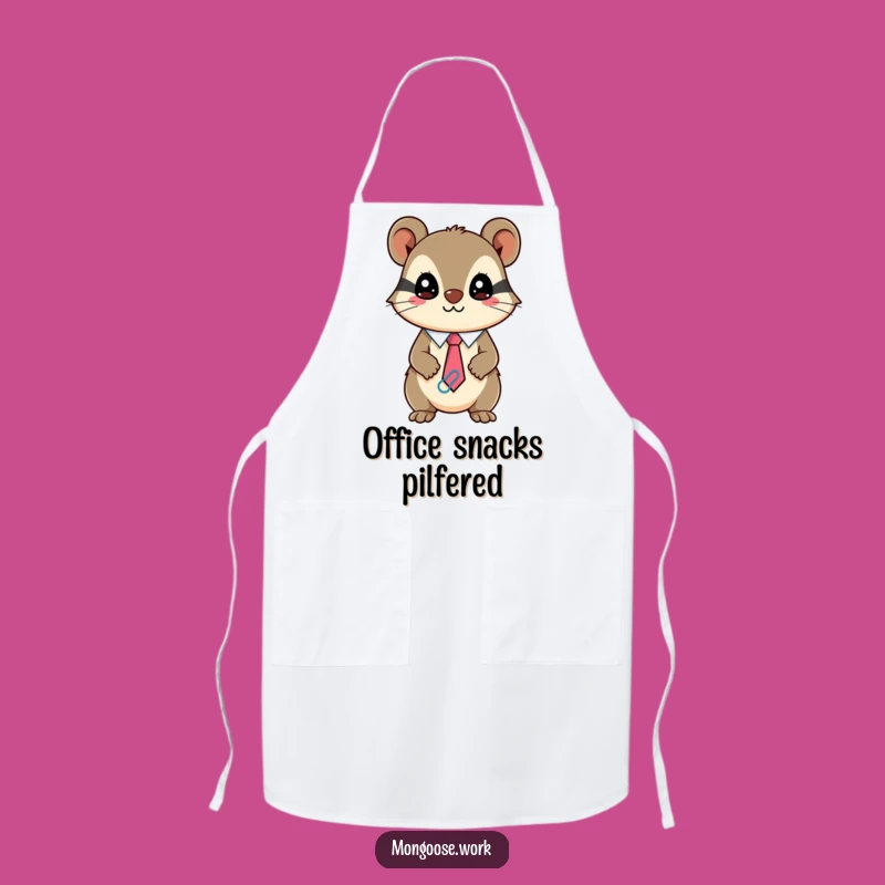 Funny Kawaii Mongoose Apron, Mischievous Paperclip Chef Wear, Gift for Cooks