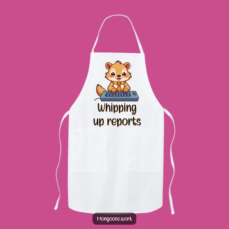 Funny Mongoose Typing Apron - Hilarious Office Assistant Kitchen Accessory