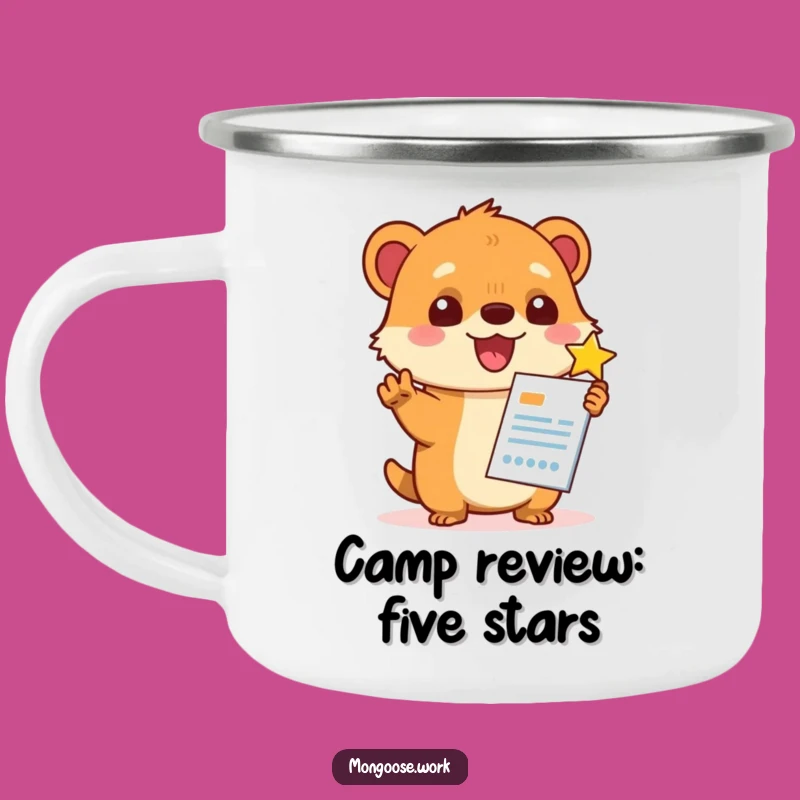 Durable Funny Kawaii Mongoose Star Rating Camping Mug: Toast to Success!