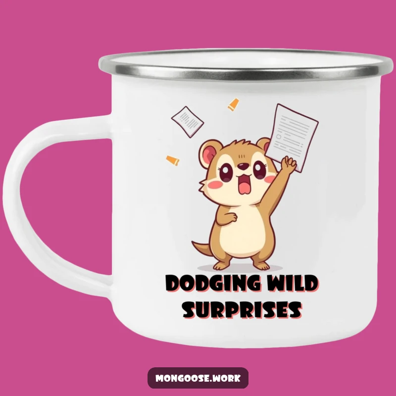 Funny Kawaii Mongoose Camping Mug, Dodging Chaos, Office Escape Gift