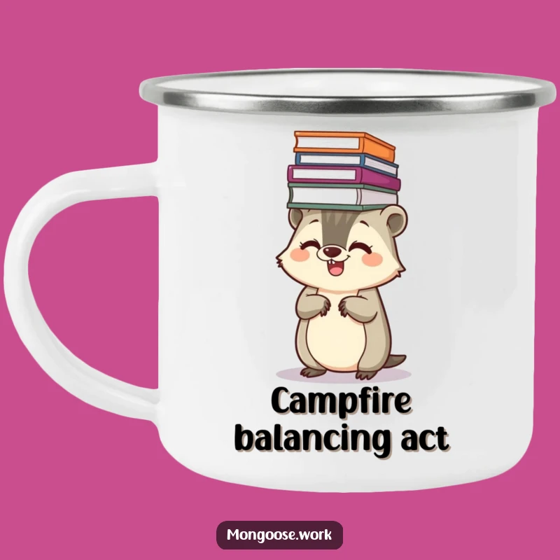 Funny Kawaii Mongoose Camping Mug, Juggling Files, Organized Outdoors Gift