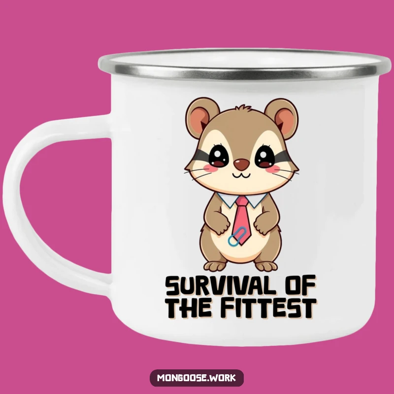 Funny Kawaii Mongoose Camping Mug, Mischievous Paperclip Sipper, Outdoor Gift