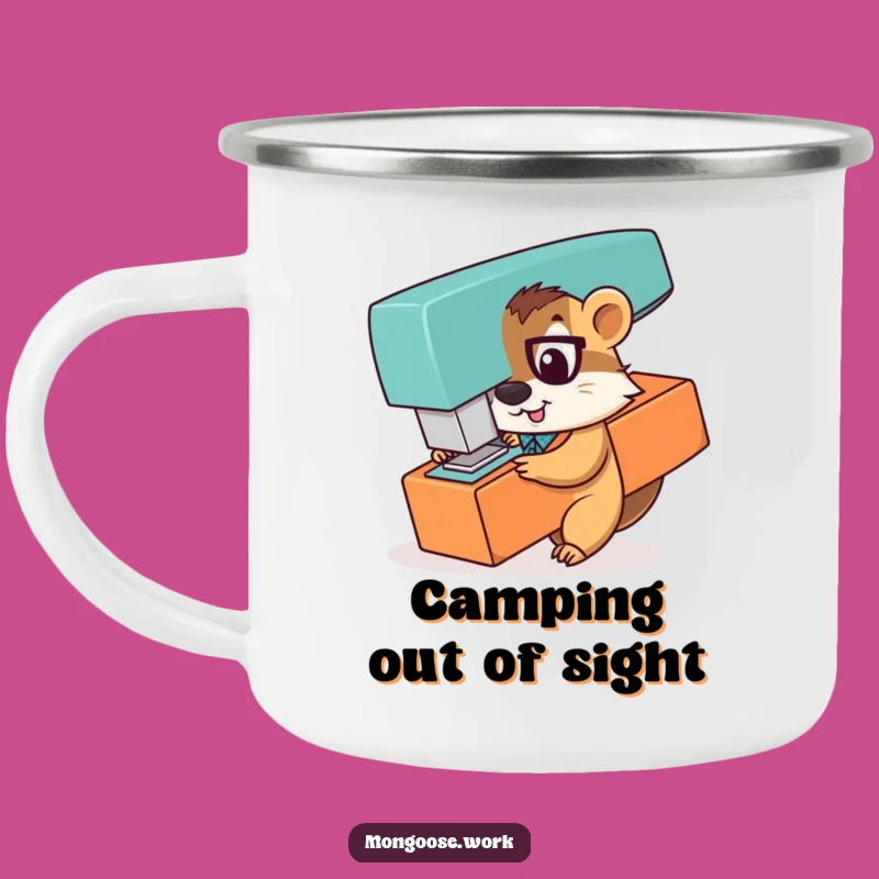 Funny Mongoose Office Worker Camping Mug: Playful Outdoor Escape