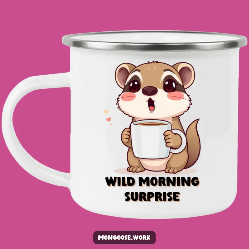 Funny Morning Brew Camping Mug: Surprised Mongoose Outdoor Coffee Gift