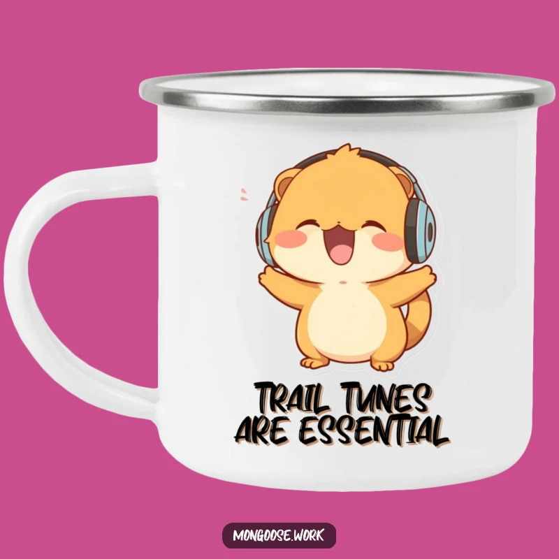 Funny Mongoose Camping Mug: Music Lover's Gear, Headbanging Character, Outdoor Funny Gift