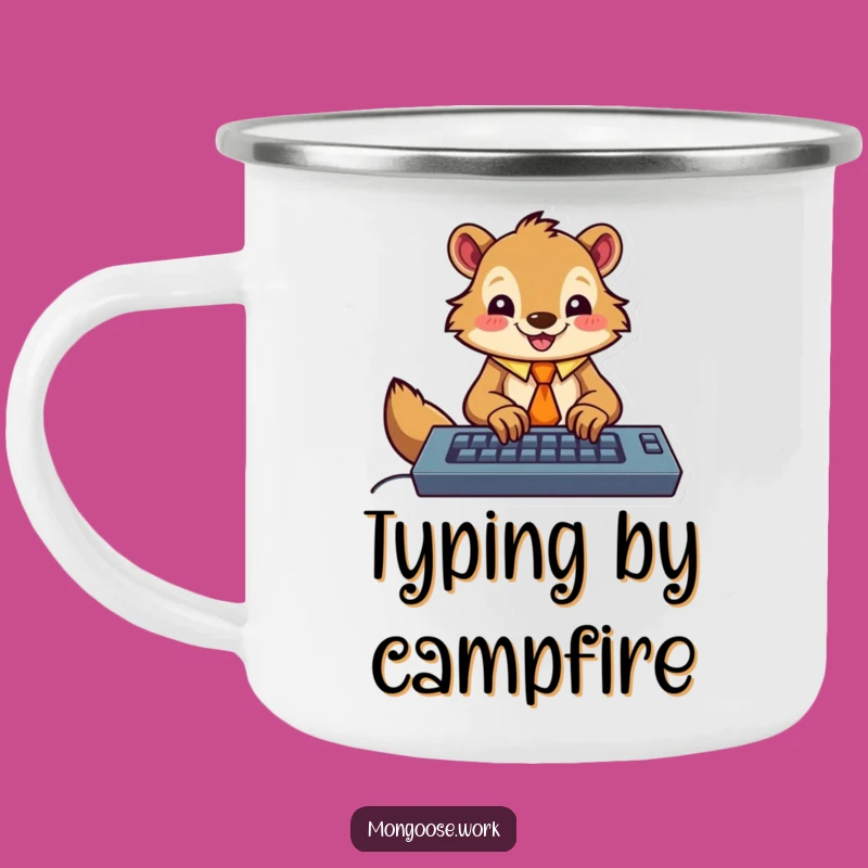 Funny Mongoose Typing Camping Mug - Outdoor Hilarious Office Gear