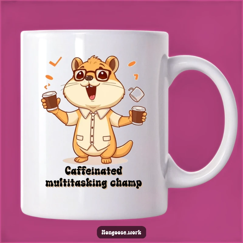 Funny Mongoose Office Worker Juggling Mug: Coffee Champ Gift