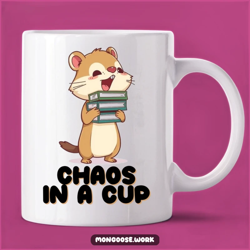 Funny Mongoose Overwhelmed Mug - Busy Character Balancing Files Gift