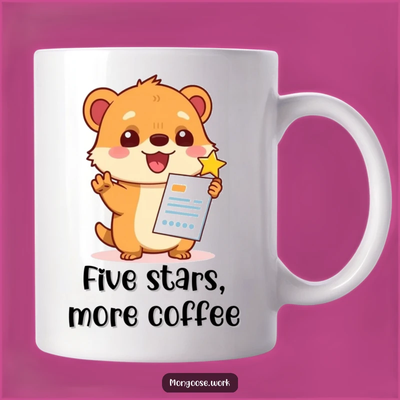 Funny Kawaii Mongoose Star Rating Mug: Perfect for Appreciating Good Work