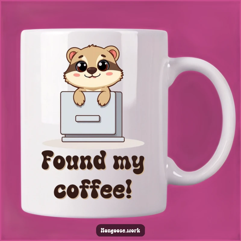 Funny Filing Cabinet Mongoose Mug: Surprised Animal's Reveal, A Hilarious Gift for Office Humor