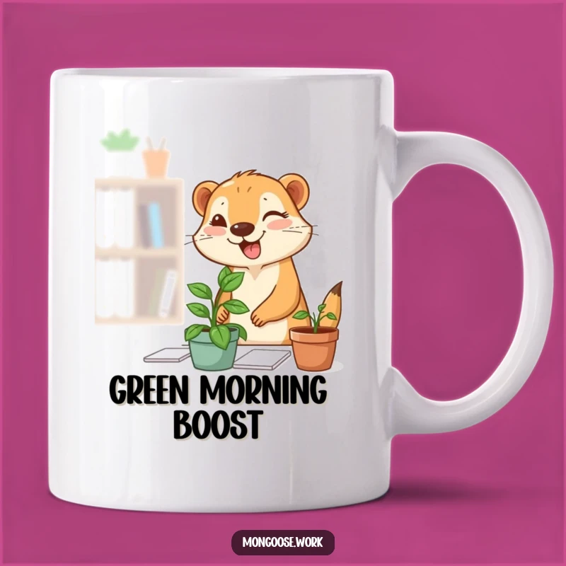 Funny Mongoose Desk Plant Mug: Adorable Office Decor Humor, Perfect Funny Gift