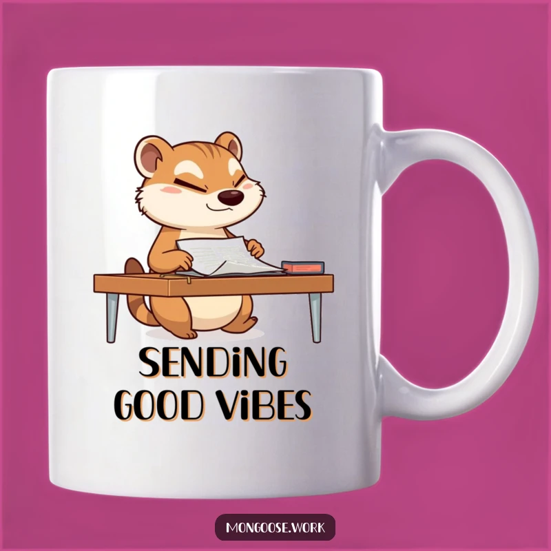 Funny Mongoose Document Mug - Hilarious Office Gift with a Determined Wink