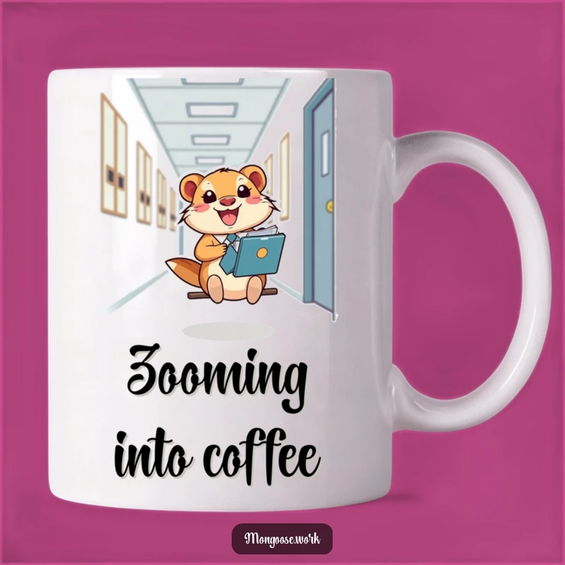 Funny Mongoose Folder Slide Mug: Embrace the Joy of Office Shenanigans