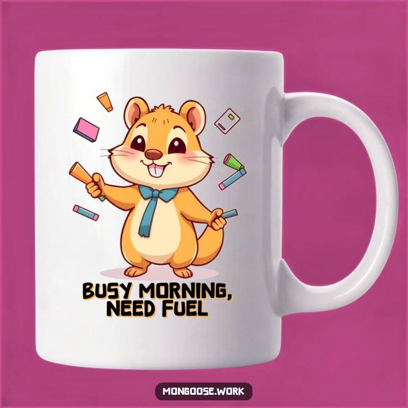 Funny Mongoose Juggling Mug - Office Supplies Humor, Hilarious Gift for Multitaskers