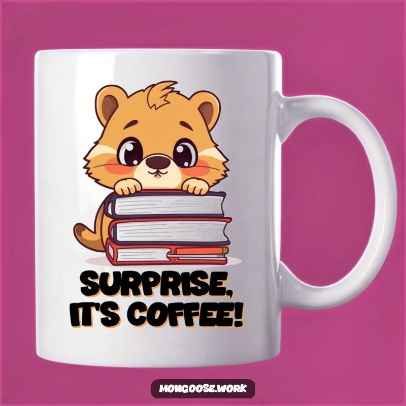 Funny Mongoose Office Mug: Surprised by Files, Perfect Funny Gift