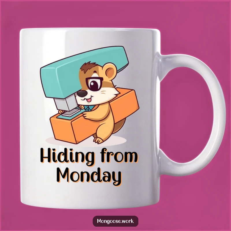 Funny Mongoose Office Worker Stapler Hide Mug: Playful Peek-a-Boo Gift