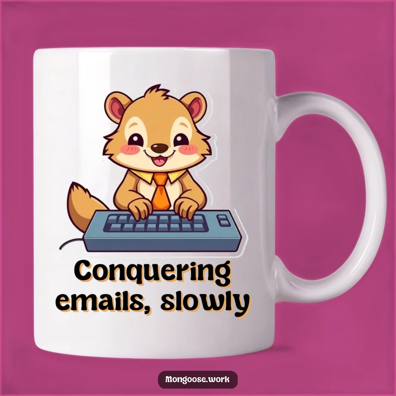 Funny Mongoose Typing Mug - Hilarious Office Worker Gift for Professionals