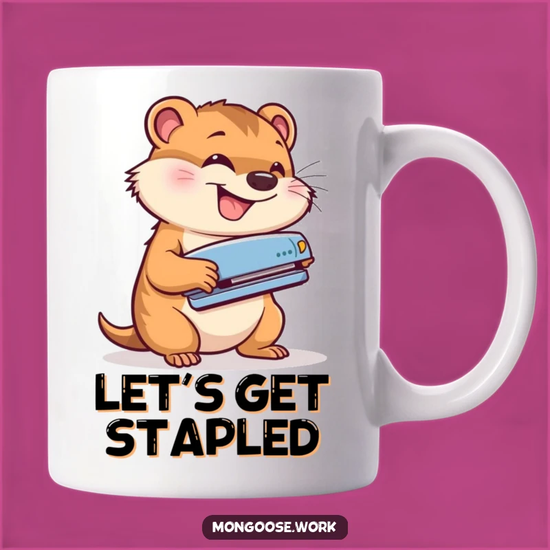 Funny Office Hero Mongoose Mug: Energetic Stapler Gift for Productivity