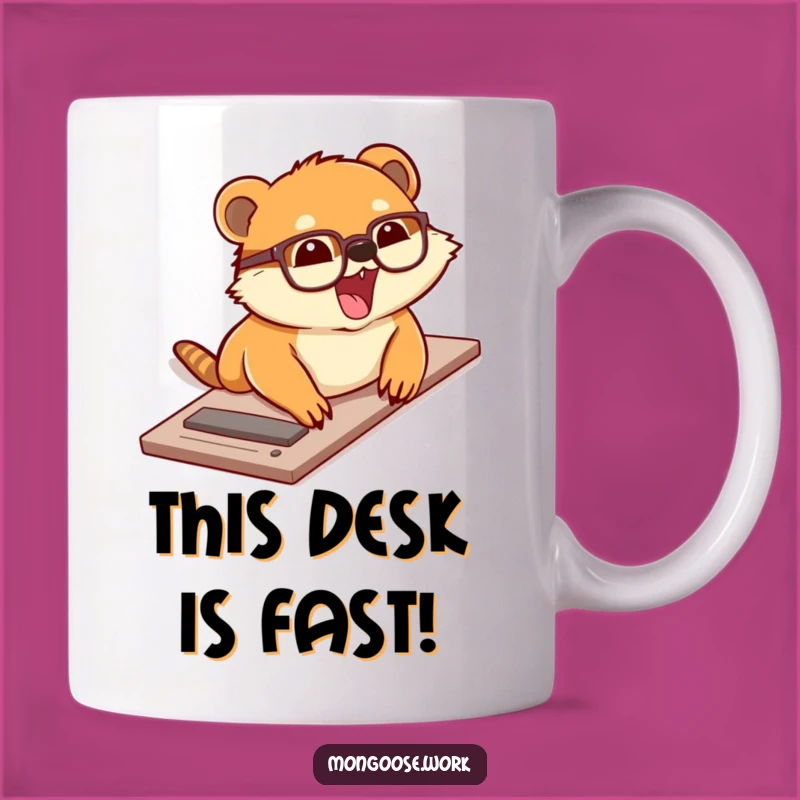 Funny Sliding Mongoose Mug: Excited Animal's Desk Ride, A Hilarious Gift for Fun Lovers