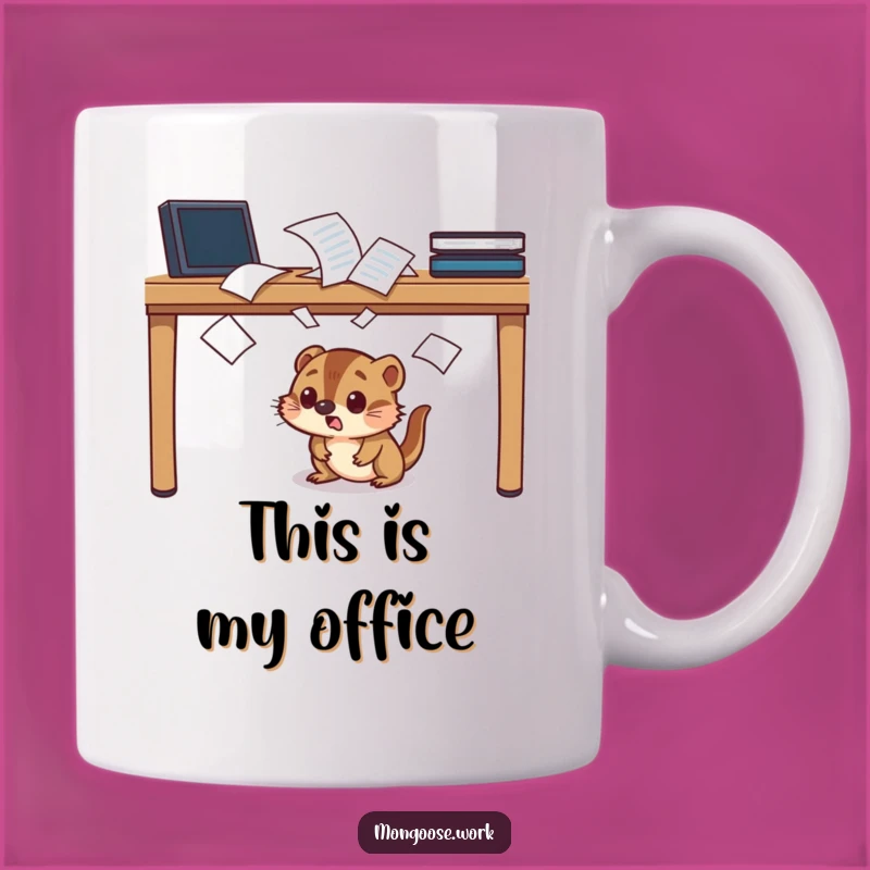 Funny Startled Mongoose Mug: Hilarious Desk Ducking Design, Perfect Funny Gift