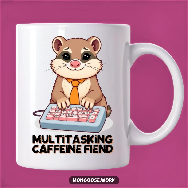 Funny Mongoose Typist Mug: Dapper Animal Working Hard, A Hilarious Gift for Office Humor