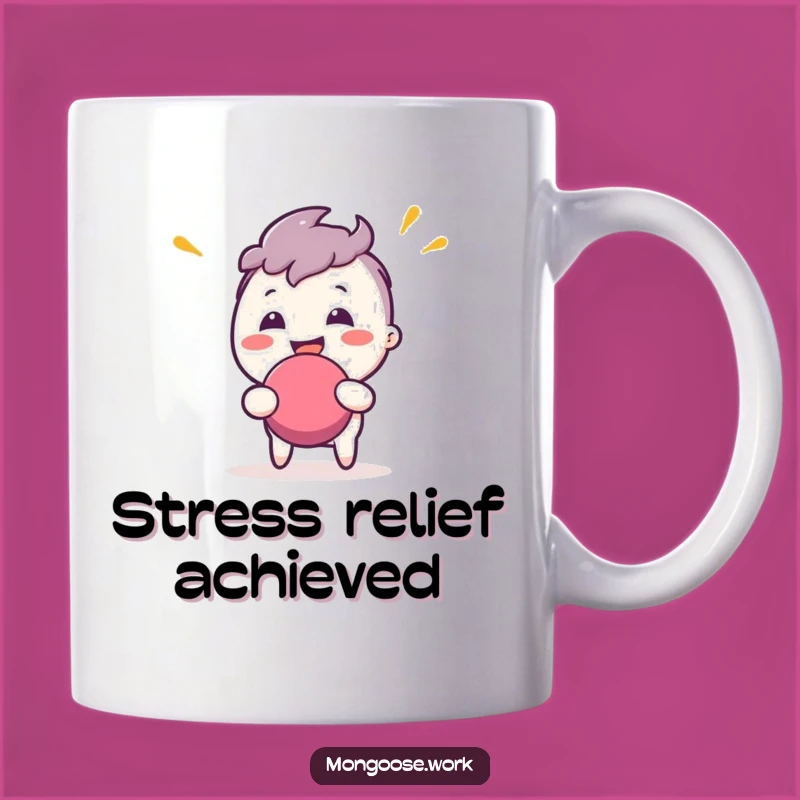 Funny Stress Ball Bounce Mug: Enthusiastic Character Gift for Stress Relief