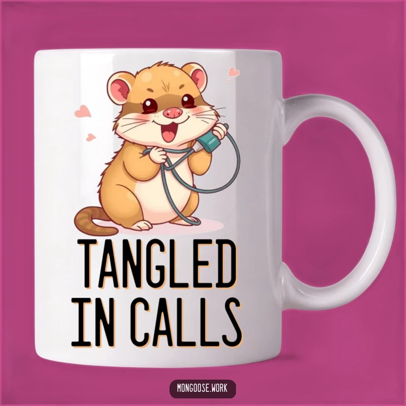 Funny Tangled Mongoose Mug: Phone Cord Chaos Gift for Tech Woes