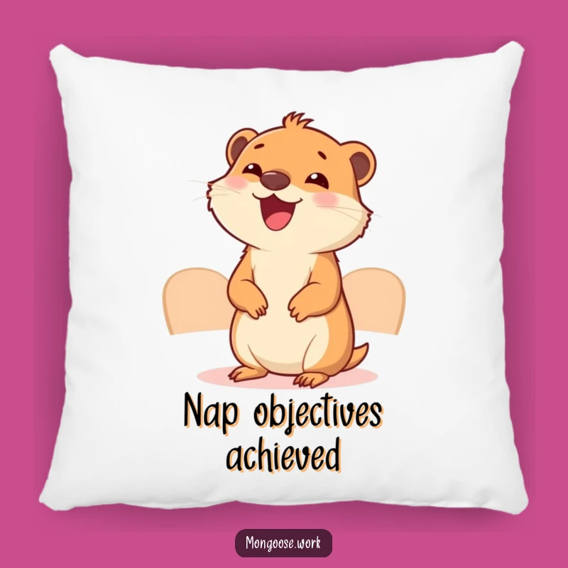 Cute Mongoose Meeting Pillow: Cozy Comfort with Funny Office Charm, Sweet Funny Gift