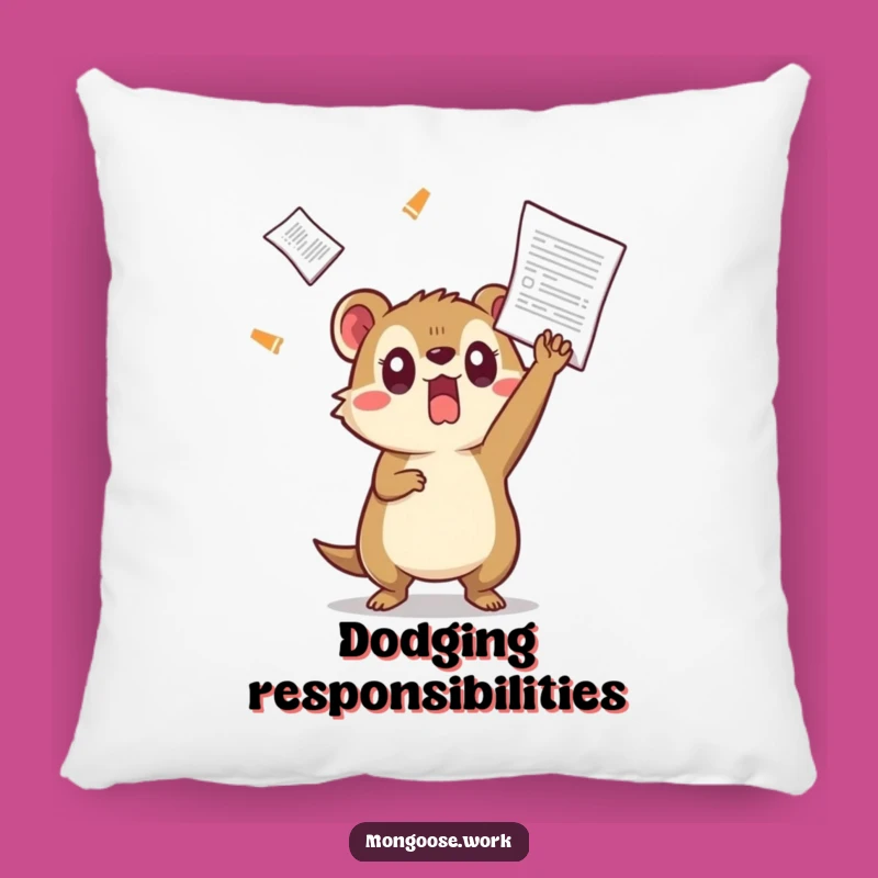 Funny Kawaii Mongoose Pillow, Dodging Chaos Cushion, Comfy & Humorous Gift