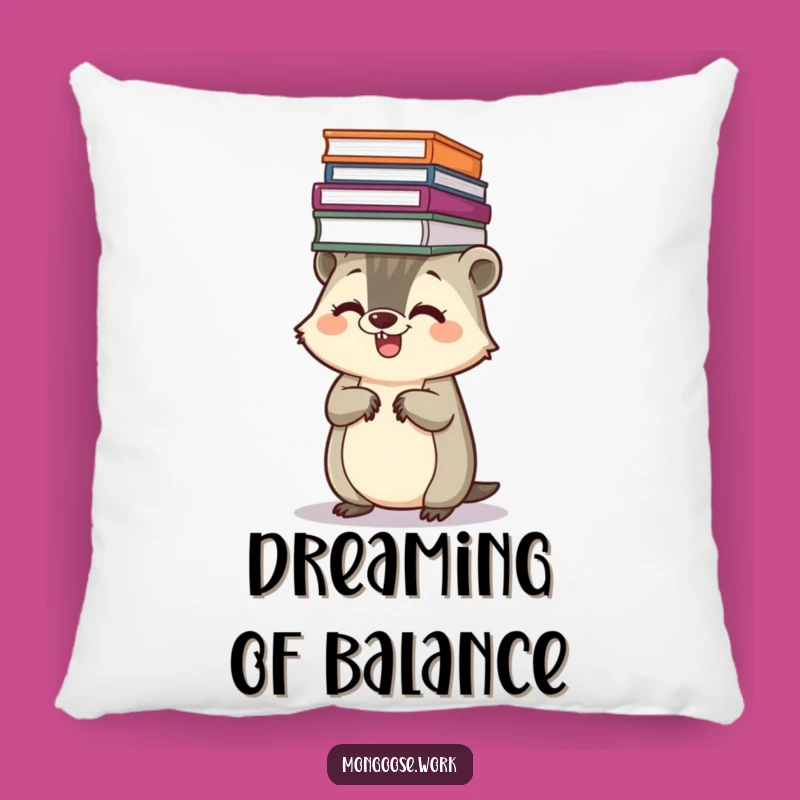 Funny Kawaii Mongoose Pillow, Juggling Files Cushion, Comfy & Organized Gift
