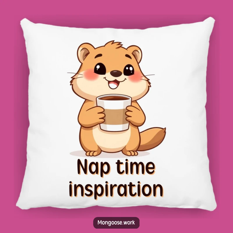 Funny Mongoose Coffee Pillow: Cozy Accent, Energetic Decor