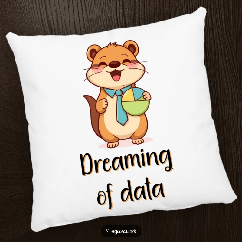 Funny Mongoose pillow, tie and pie chart, cute business decor, professional comfort, perfect funny gift.