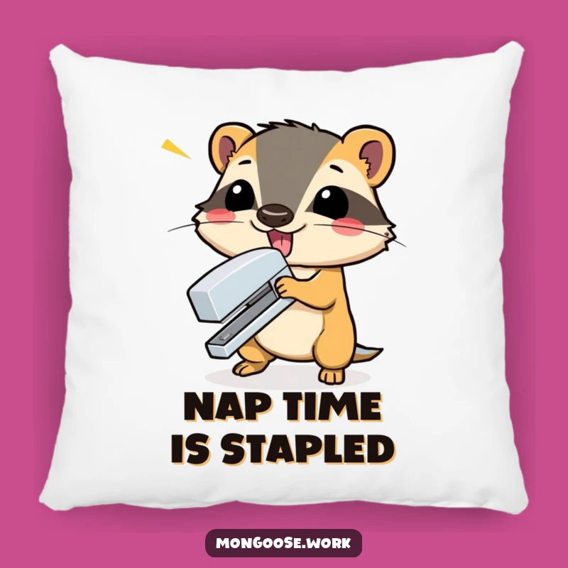 Funny Mongoose Pillow - Cozy Comfort with a Hilarious Dramatic Stapler Design