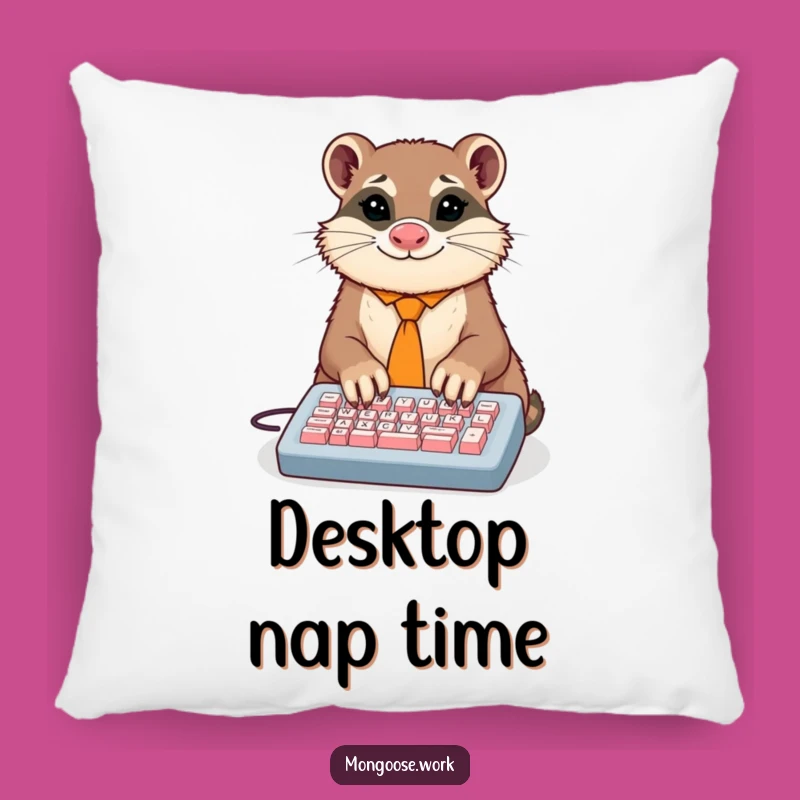 Funny Mongoose Typist Pillow: Dapper Animal's Comfort, A Soft Funny Gift for Desk Dwellers