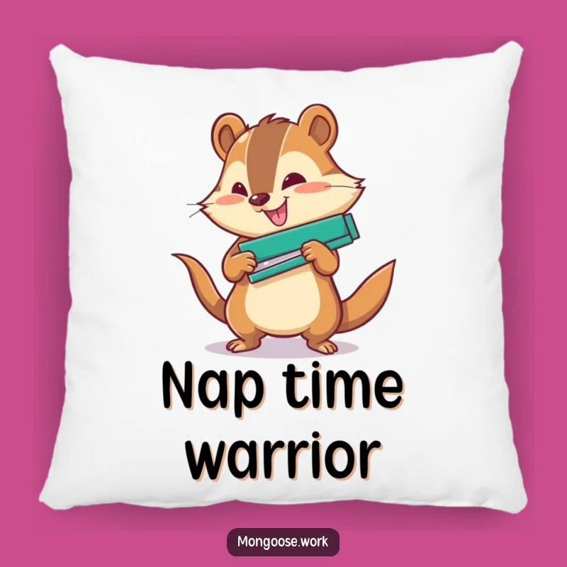 Funny Office Pillow: Mongoose Stapler Power, Comfy & Humorous Funny Gift