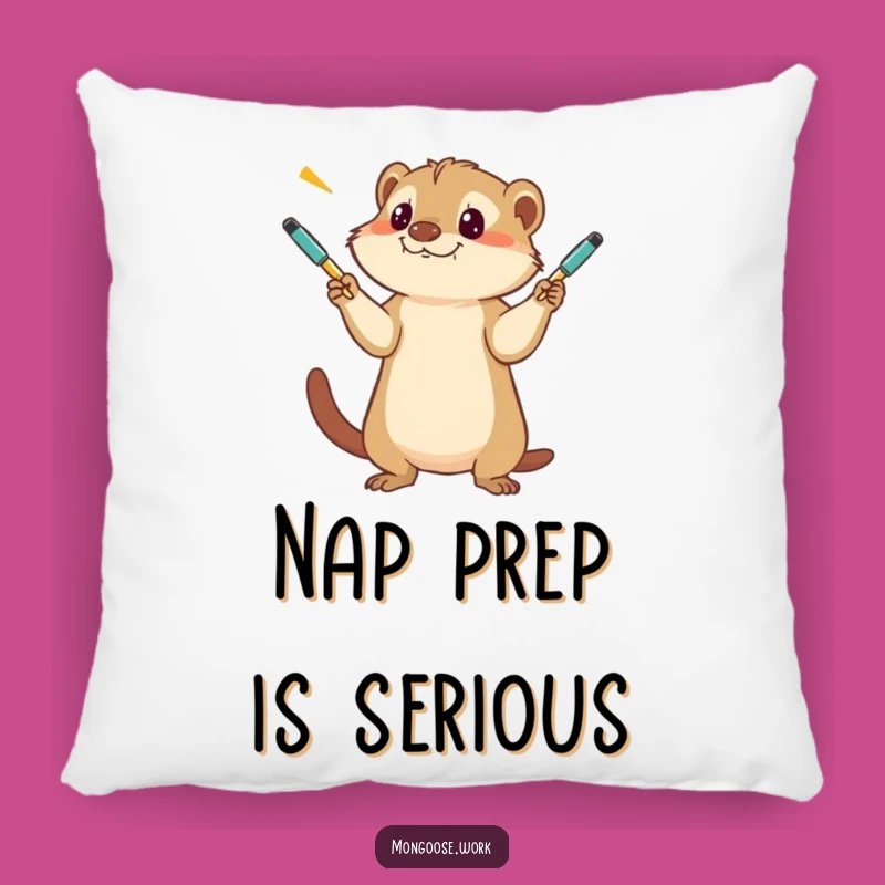 Funny Mongoose Juggling Pens Pillow - Comfy & Hilarious Accent Gift