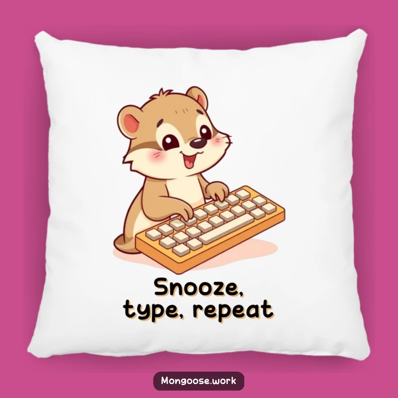 Funny Mongoose Typing Pillow - Cozy Comfort & Tech Fun, Great Funny Gift