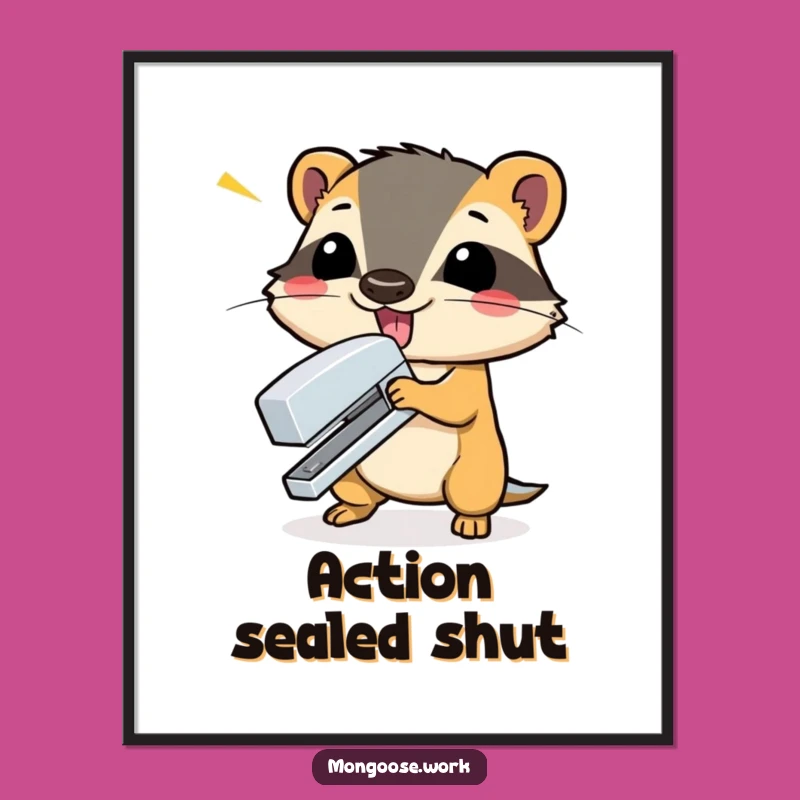 Funny Mongoose Digital Art - Dramatic Printable for a Hilarious Workspace