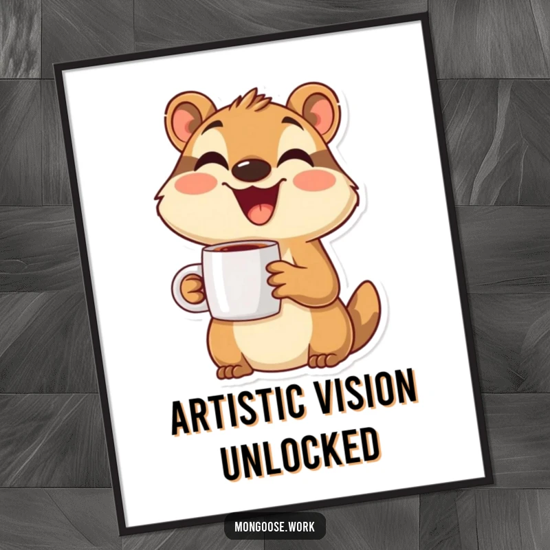 Funny Mongoose Digital Art: A happy, smiling mongoose character ready to bring joy to any screen or print.