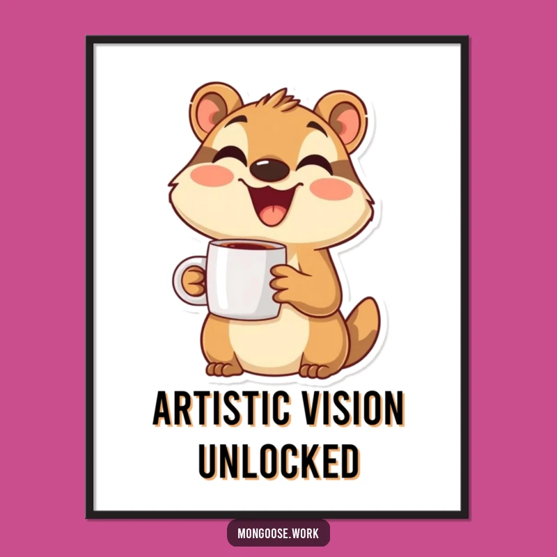 Funny Mongoose Digital Art: Happy Smiling Character, Instant Funny Gift Download for Joyful Decor