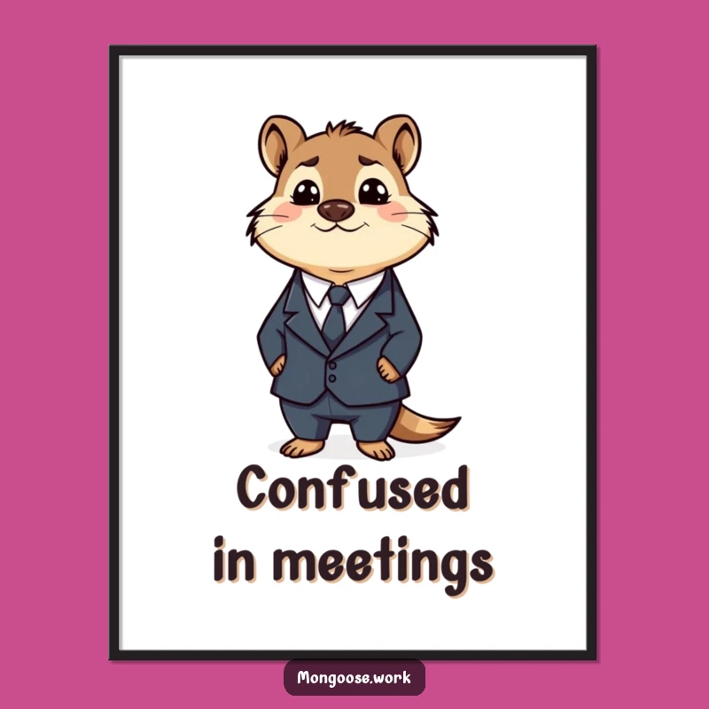 Funny Business Mongoose Digital Art: Confused Executive Artwork for Instant Hilarious Decor