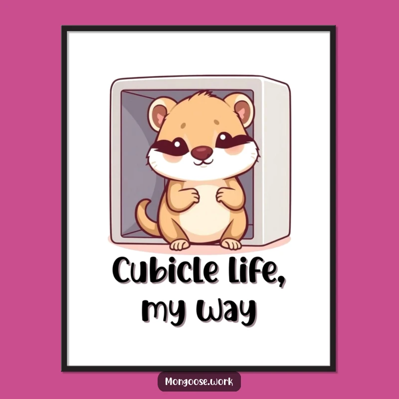 Funny Kawaii Mongoose Cubicle Digital Art Print: Instant Office Upgrade