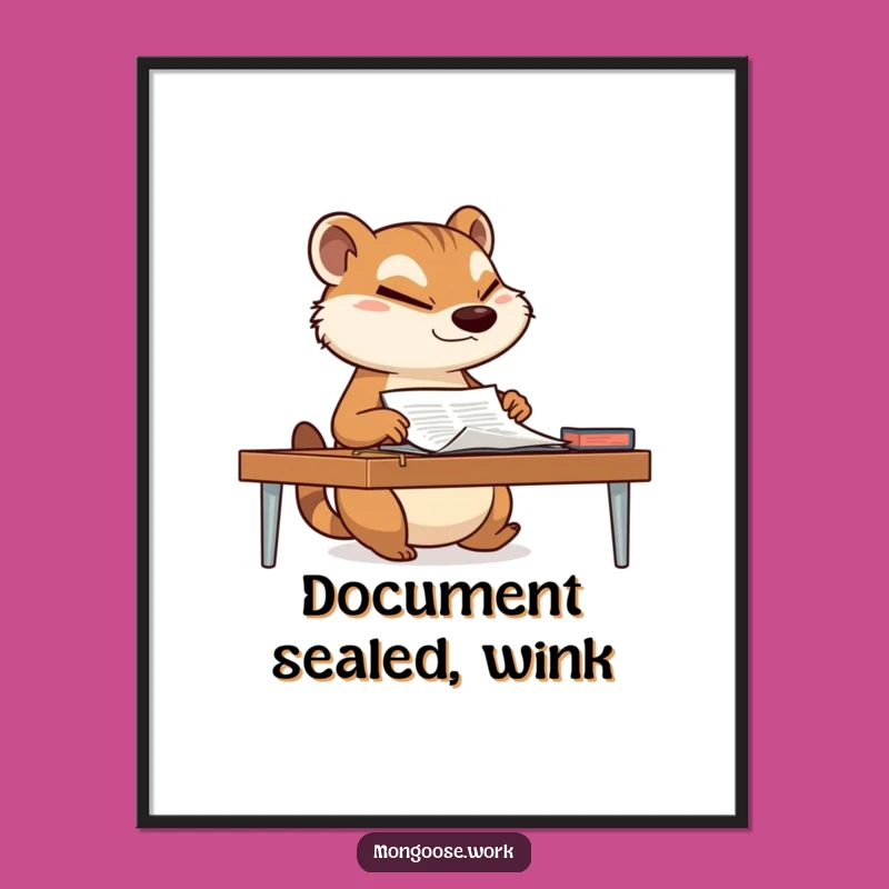Funny Mongoose Digital Art - Determined Printable for a Hilarious Office Space